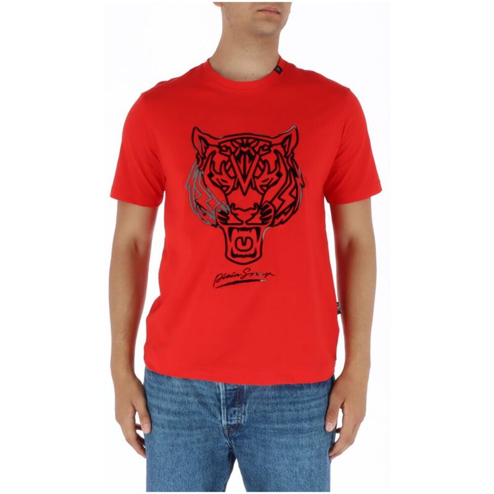 Plein Sport Tiger Head TShirt Short Sleeve Men Red Shirts
